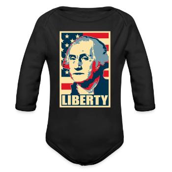 George Washington Liberty - Organic Long Sleeve Baby Bodysuit - black - Front