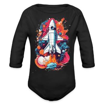 fusée spatiale - Cache-couche à manches longues bio - noir - Devant
