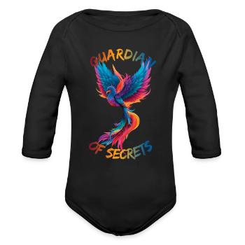 Colorful bird with open wings - Organic Long Sleeve Baby Bodysuit - black - Front