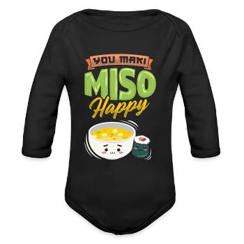 You Maki Miso Soupe Sushi Heureuse Anime Manga Otaku - Cache-couche à manches longues bio - noir - Devant