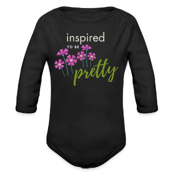 Pretty Inspired - Organic Long Sleeve Baby Bodysuit - black - Front