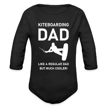 Kite boarding dad - Kitesurfing - Wind Kiteboarder - Organic Long Sleeve Baby Bodysuit - black - Front