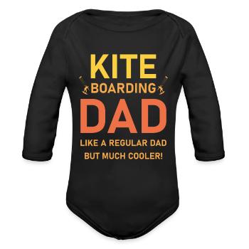 Kite boarding dad - Kitesurfing - Wind Kiteboarder - Organic Long Sleeve Baby Bodysuit - black - Front