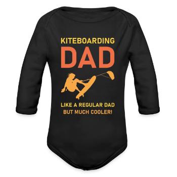Kite boarding dad - Kitesurfing - Wind Kiteboarder - Organic Long Sleeve Baby Bodysuit - black - Front