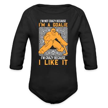 Hockey Goalie Goalkeeper Gift - Organic Long Sleeve Baby Bodysuit - black - Front