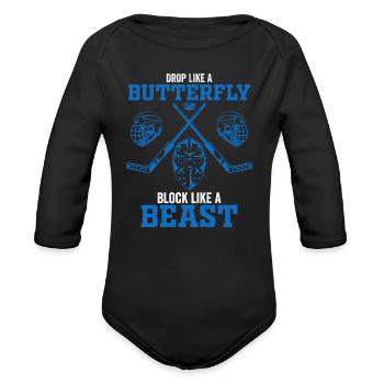 Hockey Goalie Goalkeeper Gift - Organic Long Sleeve Baby Bodysuit - black - Front