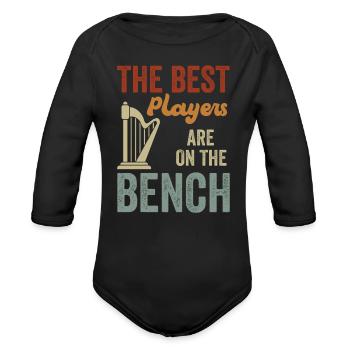 The Best Players Are On The Bench Harp - Organic Long Sleeve Baby Bodysuit - black - Front