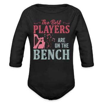 The Best Players Are On The Bench Harp - Organic Long Sleeve Baby Bodysuit - black - Front
