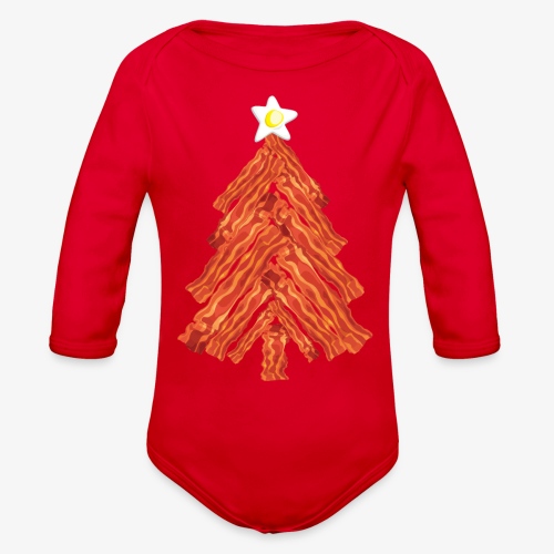 Funny Bacon and Egg Christmas Tree - Organic Long Sleeve Baby Bodysuit