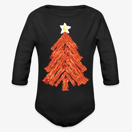 Funny Bacon and Egg Christmas Tree - Organic Long Sleeve Baby Bodysuit