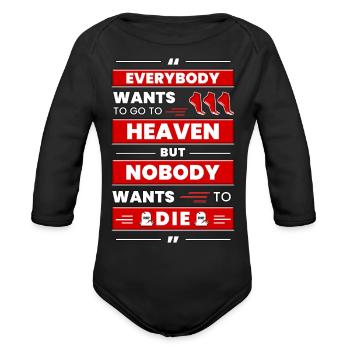 Heaven Quotes. - Organic Long Sleeve Baby Bodysuit - black - Front