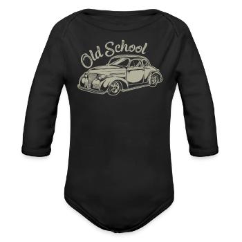 Old school - Organic Long Sleeve Baby Bodysuit - black - Front