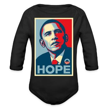 Obama Hope - Organic Long Sleeve Baby Bodysuit - black - Front