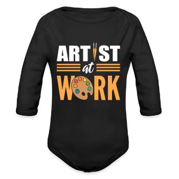 Artist At Work Fine Artist - Organic Long Sleeve Baby Bodysuit - black - Front