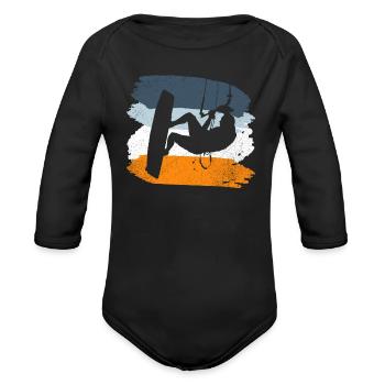 kite surfing kite surfing - Organic Long Sleeve Baby Bodysuit - black - Front