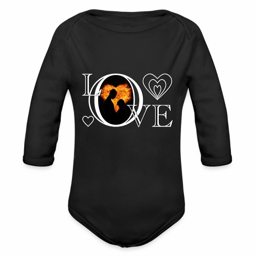 Hot Love Couple Fire Heart Romance Shirt Gift Idea - Organic Long Sleeve Baby Bodysuit