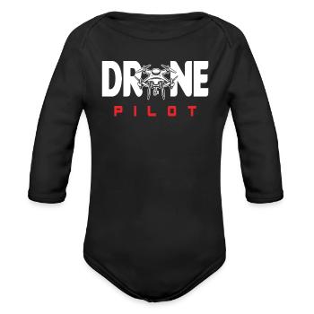 Drones - Organic Long Sleeve Baby Bodysuit - black - Front