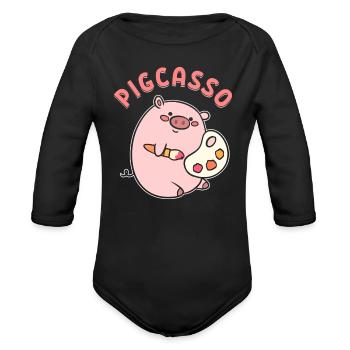 Artist Pig Visual Artist - Organic Long Sleeve Baby Bodysuit - black - Front