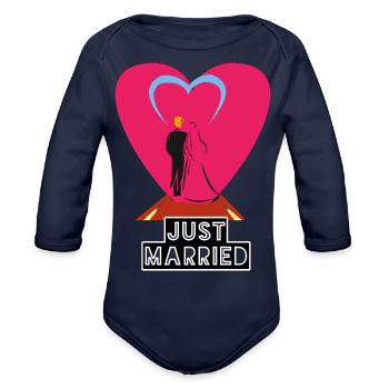 Just married - Organic Long Sleeve Baby Bodysuit - dark navy - Front