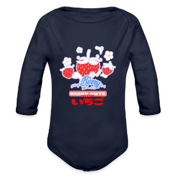 Feeling Berry Good - Organic Long Sleeve Baby Bodysuit - dark navy - Front