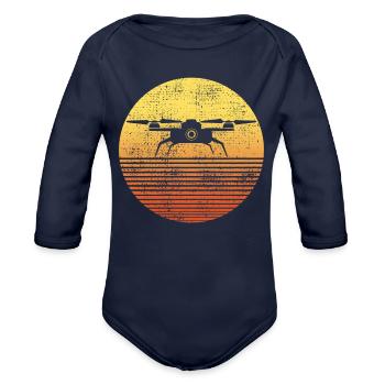 Drone - Organic Long Sleeve Baby Bodysuit - dark navy - Front
