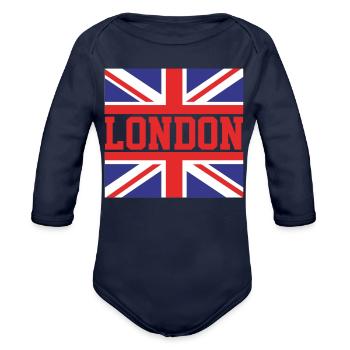 London - Organic Long Sleeve Baby Bodysuit - dark navy - Front