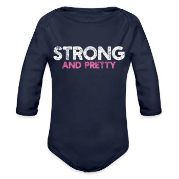 Strong And Pretty - Organic Long Sleeve Baby Bodysuit - dark navy - Front