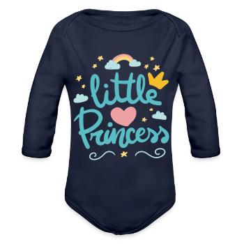 LITTLE PRINCESS - Organic Long Sleeve Baby Bodysuit - dark navy - Front