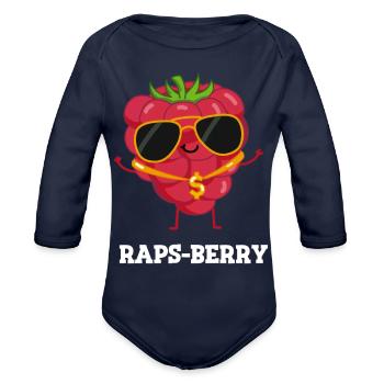 Raps Berry Cute Rapper Berry - Organic Long Sleeve Baby Bodysuit - dark navy - Front