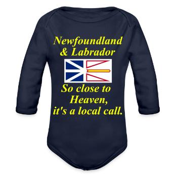 Newfoundland Heaven DARK - Organic Long Sleeve Baby Bodysuit - dark navy - Front