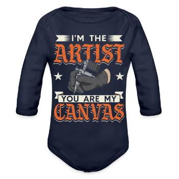 Tattoo Artist - Organic Long Sleeve Baby Bodysuit - dark navy - Front