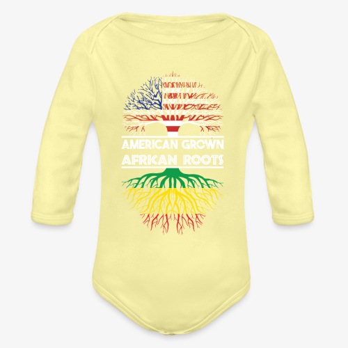 American Grown With African Roots T-Shirt - Organic Long Sleeve Baby Bodysuit