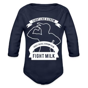 Fight Milk - Organic Long Sleeve Baby Bodysuit - dark navy - Front