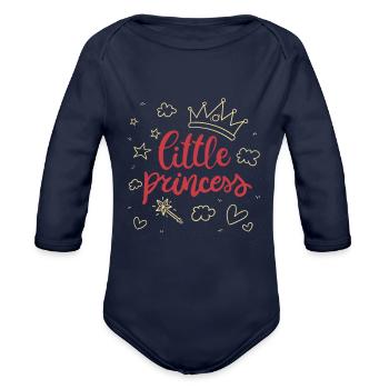 Little Princess - Organic Long Sleeve Baby Bodysuit - dark navy - Front