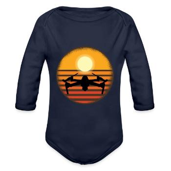 Drone Drone Shirt - Organic Long Sleeve Baby Bodysuit - dark navy - Front
