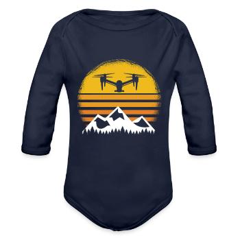 Drone Shirt Drones Drone - Organic Long Sleeve Baby Bodysuit - dark navy - Front