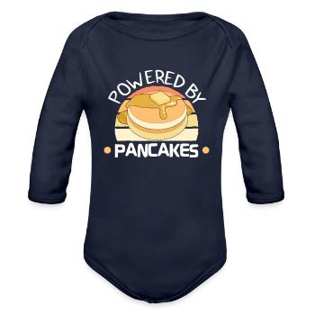 Pancake Maker Pancake Lover Funny Waffle - Organic Long Sleeve Baby Bodysuit - dark navy - Front