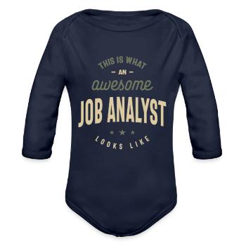 Funny Awesome Job Analyst Job Occupation - Organic Long Sleeve Baby Bodysuit - dark navy - Front