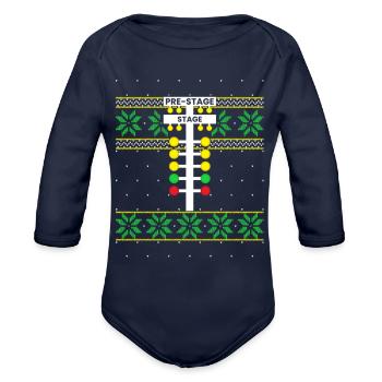 Drag Strip Tree Light Drag Racers Matching Ugly - Organic Long Sleeve Baby Bodysuit - dark navy - Front