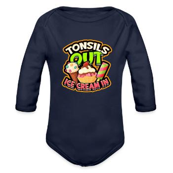 The universe is made of protons neutrons - Organic Long Sleeve Baby Bodysuit - dark navy - Front