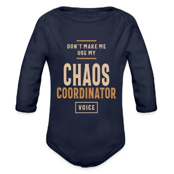 Chaos Coordinator - Organic Long Sleeve Baby Bodysuit - dark navy - Front