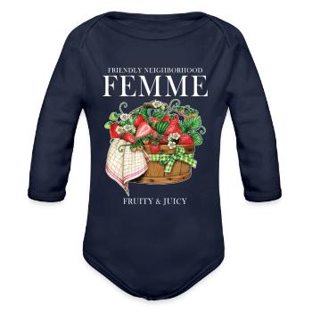 FRIENDLY NEIGHBORHOOD FEMME FRUITY & JUICY - Organic Long Sleeve Baby Bodysuit - dark navy - Front