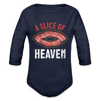 A Slice of Heaven - Bacon - Organic Long Sleeve Baby Bodysuit - dark navy - Front