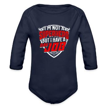 I'm not a superhero, but I have a day job - Job - Organic Long Sleeve Baby Bodysuit - dark navy - Front