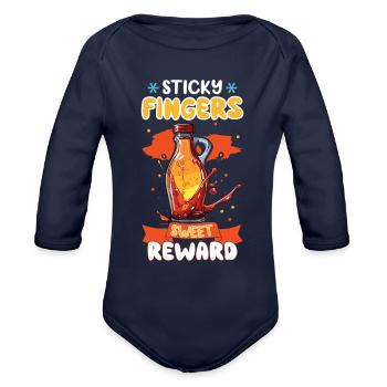 Maple Syrup Canada Tradition and Tapping - Organic Long Sleeve Baby Bodysuit - dark navy - Front