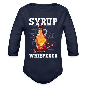 Maple Syrup Canada Tradition and Tapping - Organic Long Sleeve Baby Bodysuit - dark navy - Front