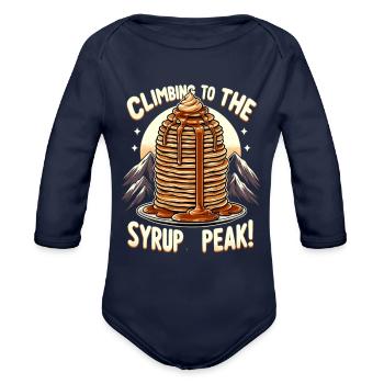 Maple Syrup Canada Tradition and Tapping - Organic Long Sleeve Baby Bodysuit - dark navy - Front