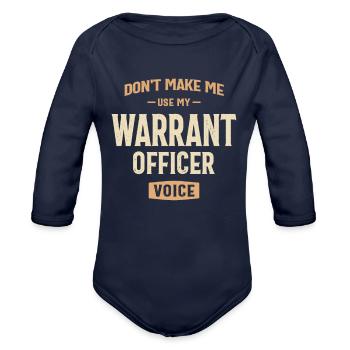 Warrant Officer Voice - Command Authority - Organic Long Sleeve Baby Bodysuit - dark navy - Front