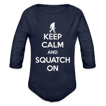 Bigfoot Believer Sasquatch Cryptid Forest Creature - Organic Long Sleeve Baby Bodysuit - dark navy - Front