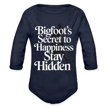 Bigfoot Believer Sasquatch Cryptid Forest Creature - Organic Long Sleeve Baby Bodysuit - dark navy - Front